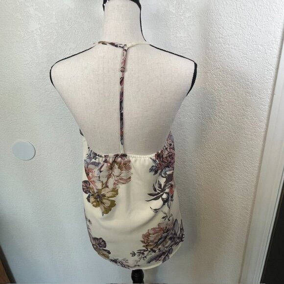 Daytrip Off White & Mauve Floral Backless Strappy Blouse- Womens Size L - Picture 3 of 8